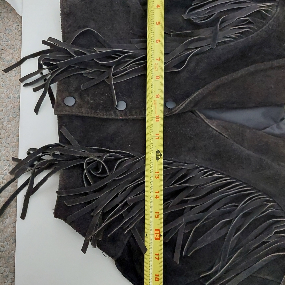Vintage 80's Wilson's Leather Women's Black Fringe Suede Jacket Size S - Picture 14 of 15